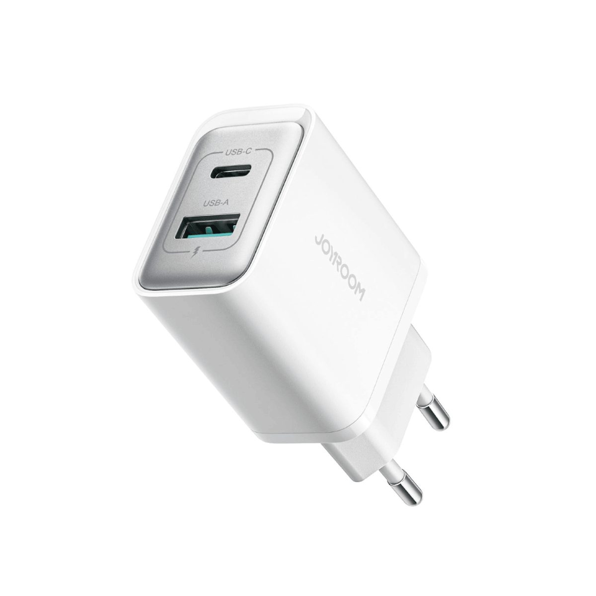 Joyroom Wall Charger , 2 Ports Dual Ports Type C and A , 30 Watt White - JR-TCF15