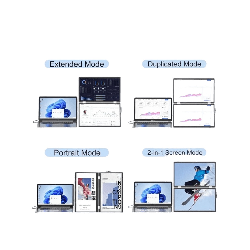 V2Com M2 15.6 Inch Foldable Dual Monitor , Silver
