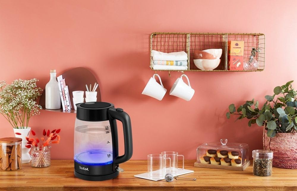 Tefal Glass Electric Kettle , 1.7 Liter 2200 Watt , Transparent and Black - KI840830