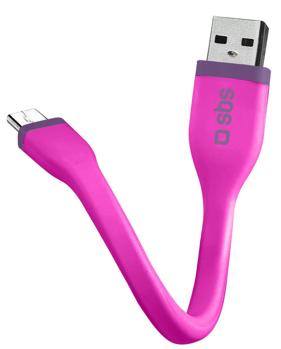 Sbs micro USB Mini Charging Cable 12 Centimeter Pink - TECABLEMICROSHFLATP