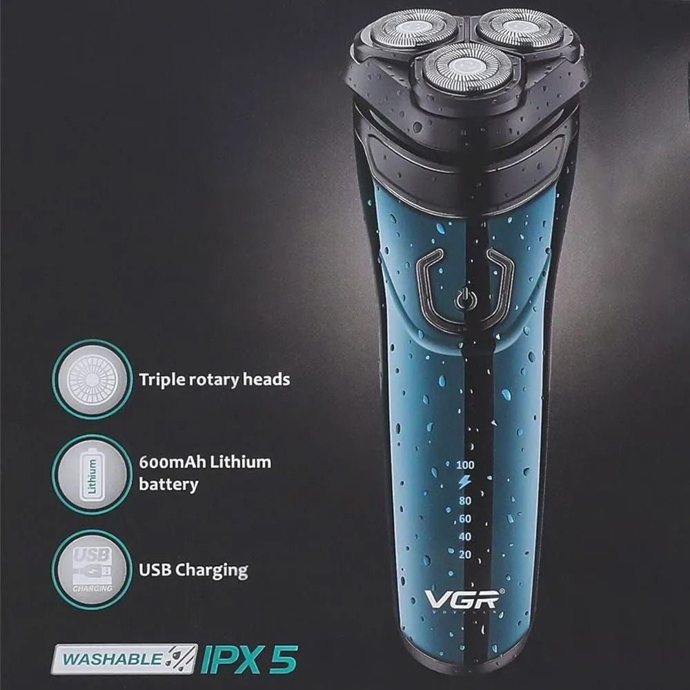 VGR Professional Cordless Foil Shaver Wet & Dry Blue - V-322