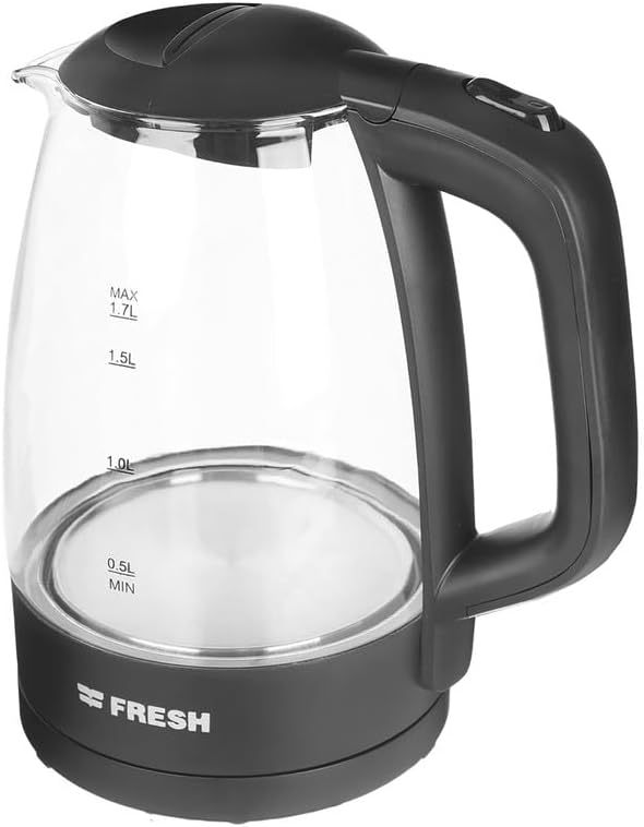 Fresh Glass Electric Kettle , 1.7 Liter 1850 Watt , Transparent and Black - 500011386