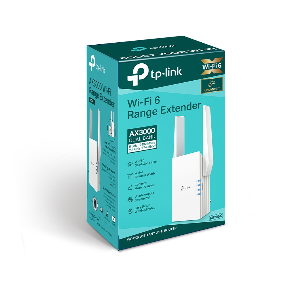 Tp-Link AX3000 Wifi Extender , 1 Ports , White - RE705X