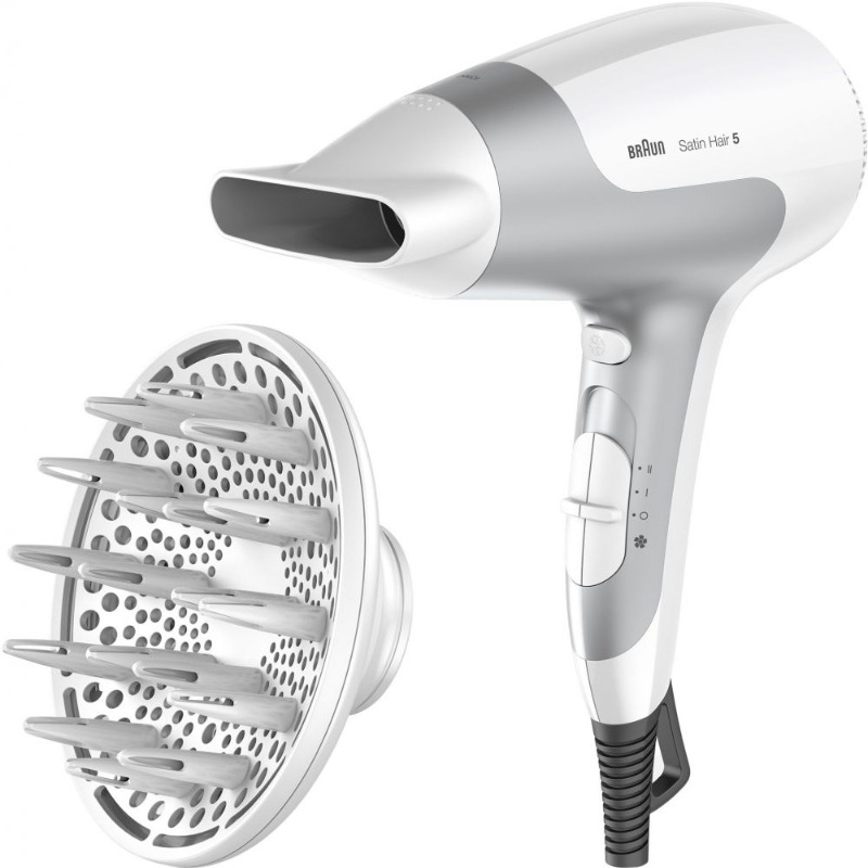 Braun Satin Hair 5 Hair Dryer 2500 Watt , White Grey - HD585