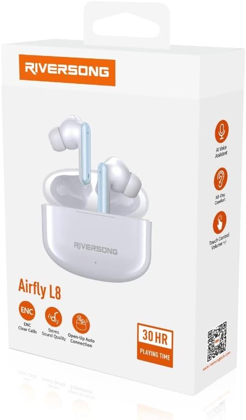 Riversong Airfly L8 Earbuds , Noise Cancellation , White - EA226