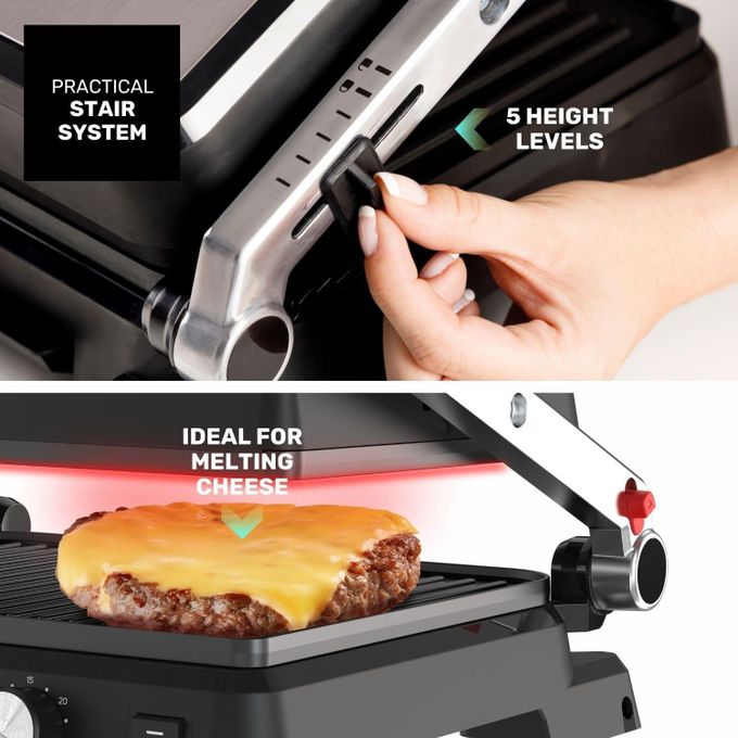 Taurus Bistro Gourmet Electric Grill , 2600 Watt , Black Silver