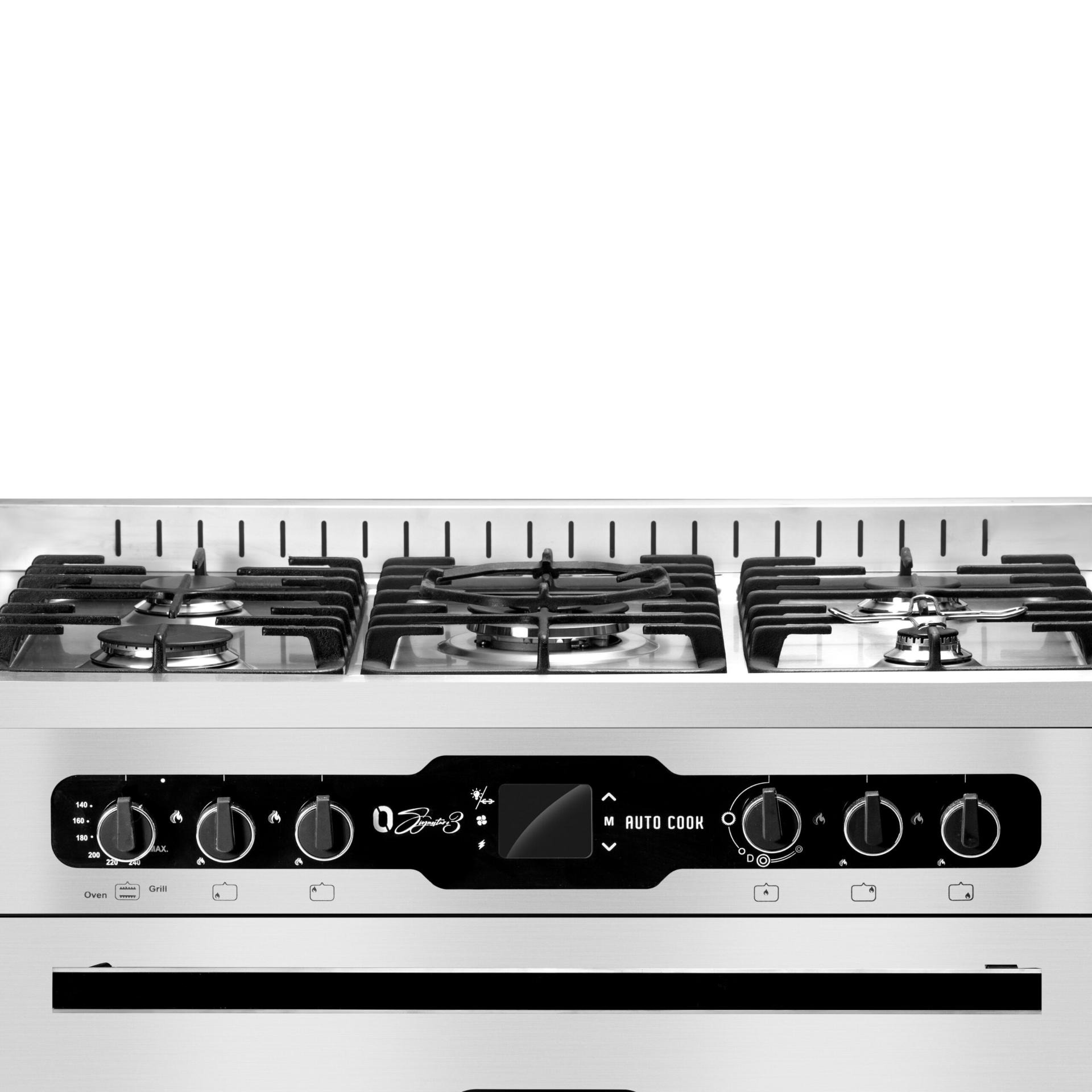 Unionaire O Signature Autocook Hybrid Dual Cooker , 5 Burners , White - C69SS-GC-383-ICPSF-1CH-OS3-2W-AL