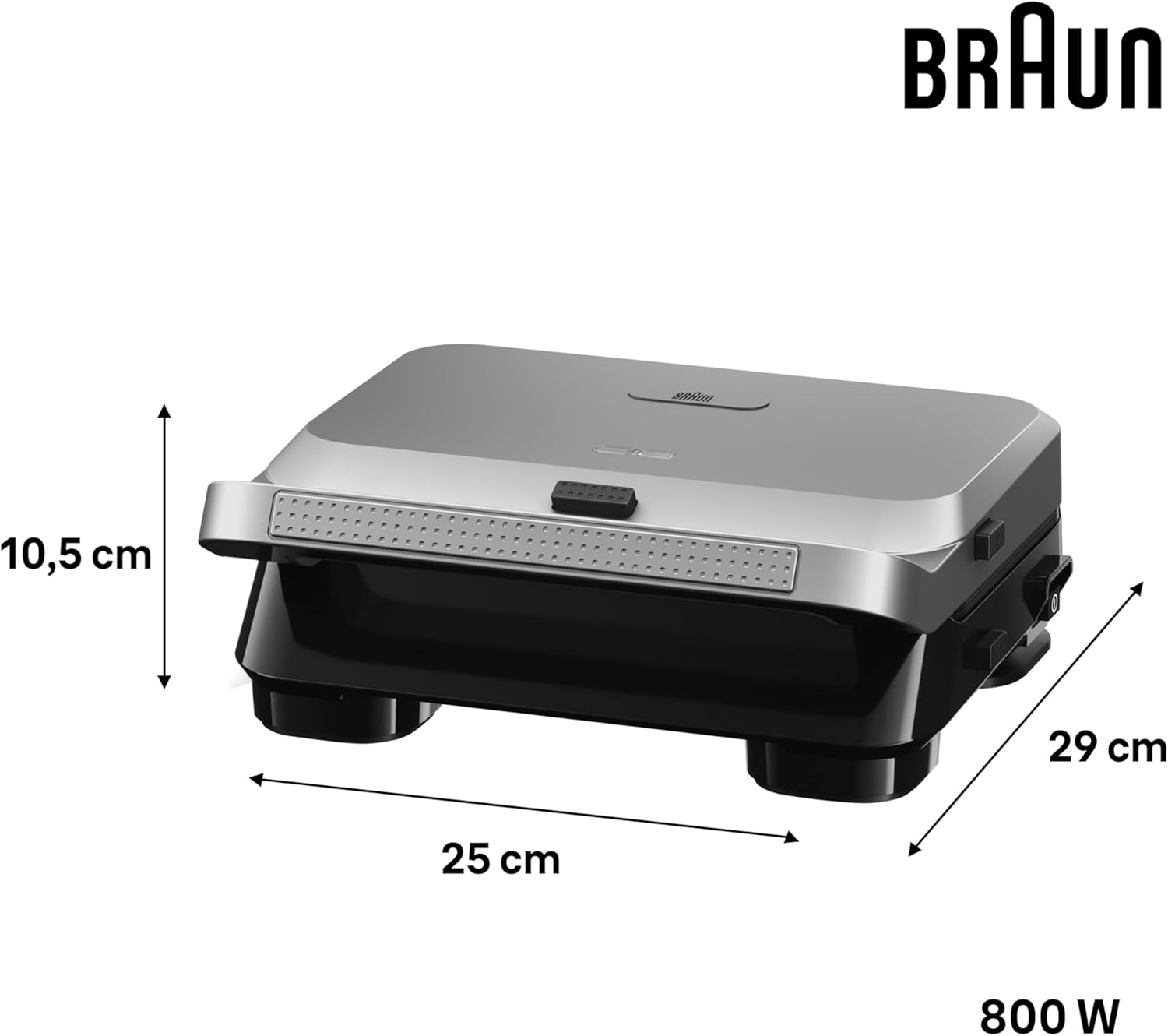 Braun SnackMaker 5 Sandwich and Waffle Maker 800 Watt Silver Black - SM5005