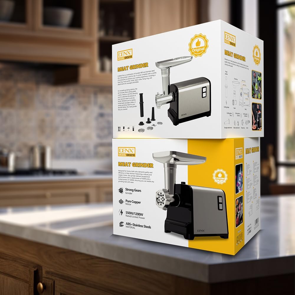 مفرمة لحم دينكس ، 1200 وات ، اسود وستانلس ستيل - DX3218