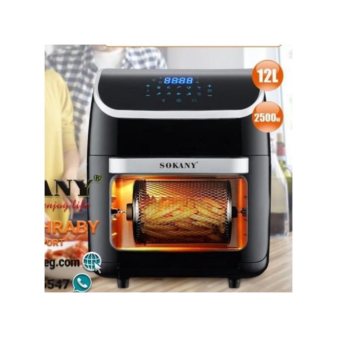 Sokany Air Fryer , 12 Liter , 2500 Watt Black - SK-ZG-8039