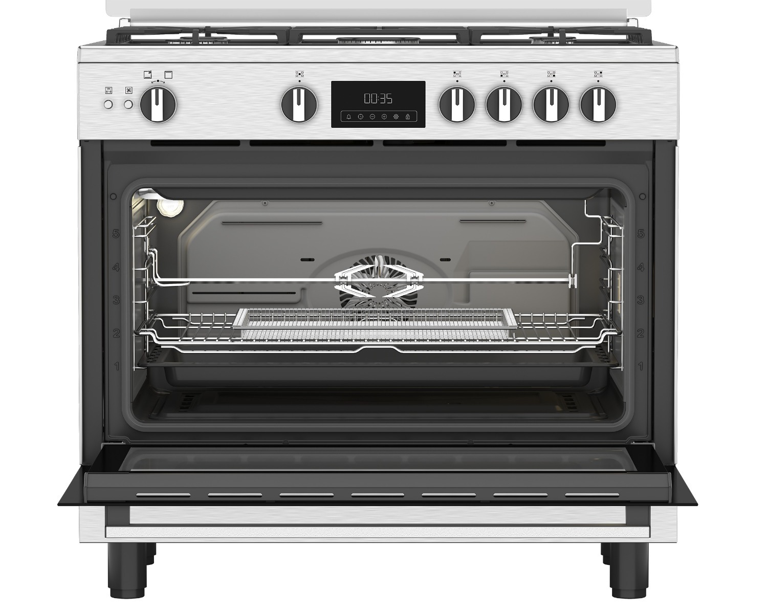 Ariston Gas Cooker , 5 Burners , Silver - ARR9 GGF 33229 XEG