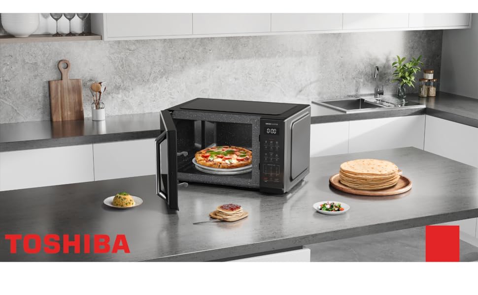 Toshiba Solo Microwave , 25 Liter 900 Watt , Mirror Black - MW3-EM25PEI(BK)