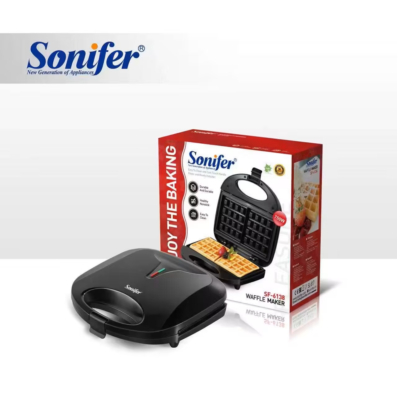 Sonifer Waffle Maker 750 Watt Black - SF-6138