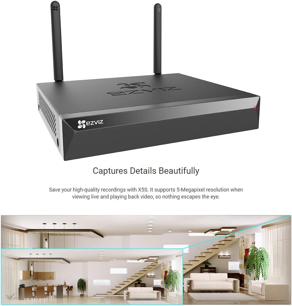 Ezviz Wired and Wireless Network Video Recorder , 5 megapixels , Black - X5S-4W