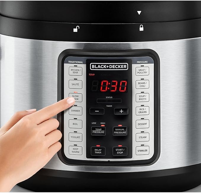 حلة ضغط كهرباء بلاك اند ديكر ، سعة 10 لتر ، 1350 وات ، اسود وفضي - Pcp1010-B5
