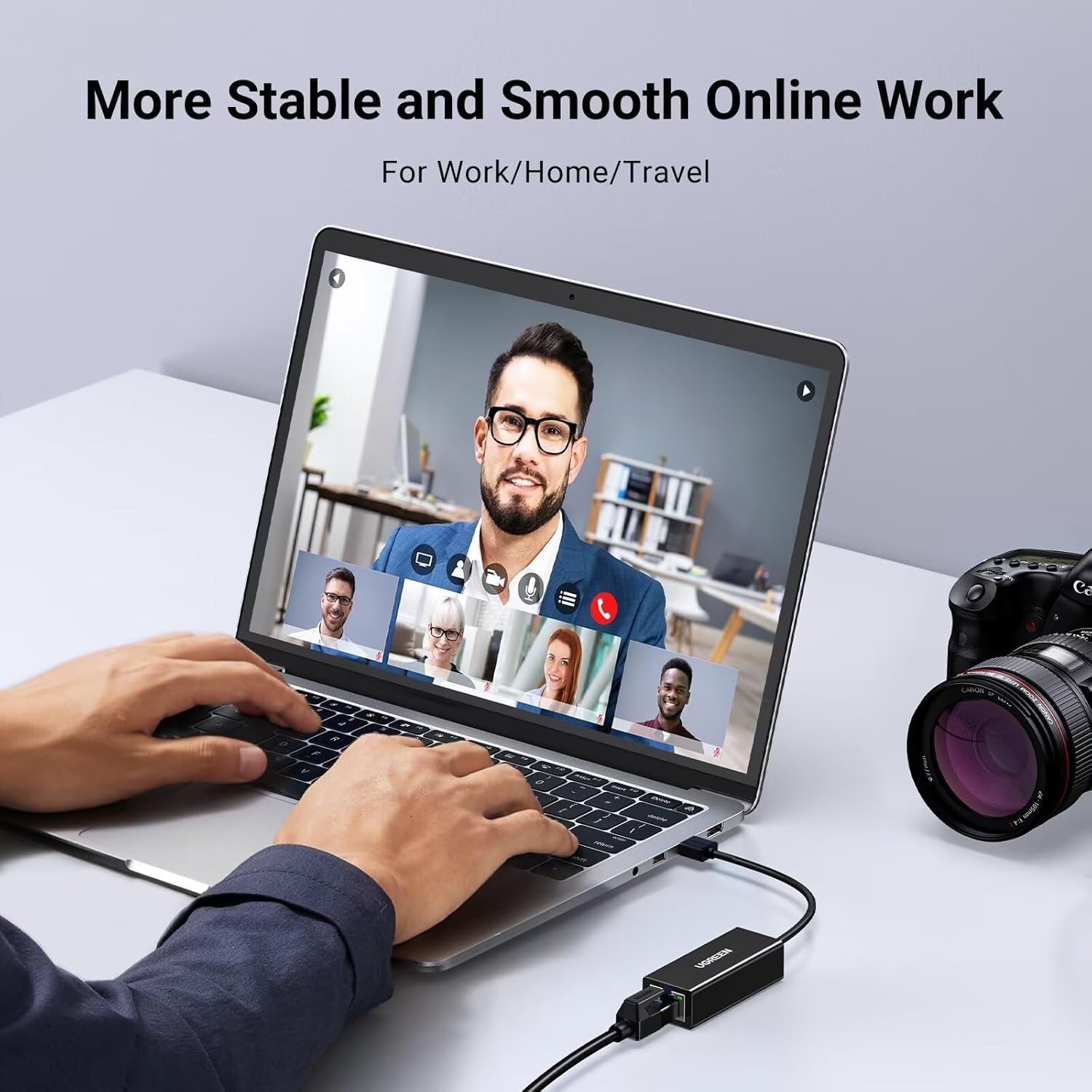 محول USB الى ايثرنت يوجرين ،USB 2 إلى إيثرنت RJ45 ،اسود - CR110