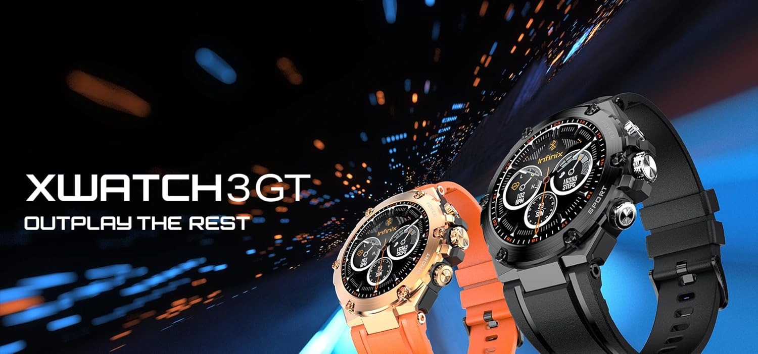 ساعة سمارت انفنكس اكس واتش 3GT ، مقاس 1.53 بوصة ، ذهبي واسود - XW3GT