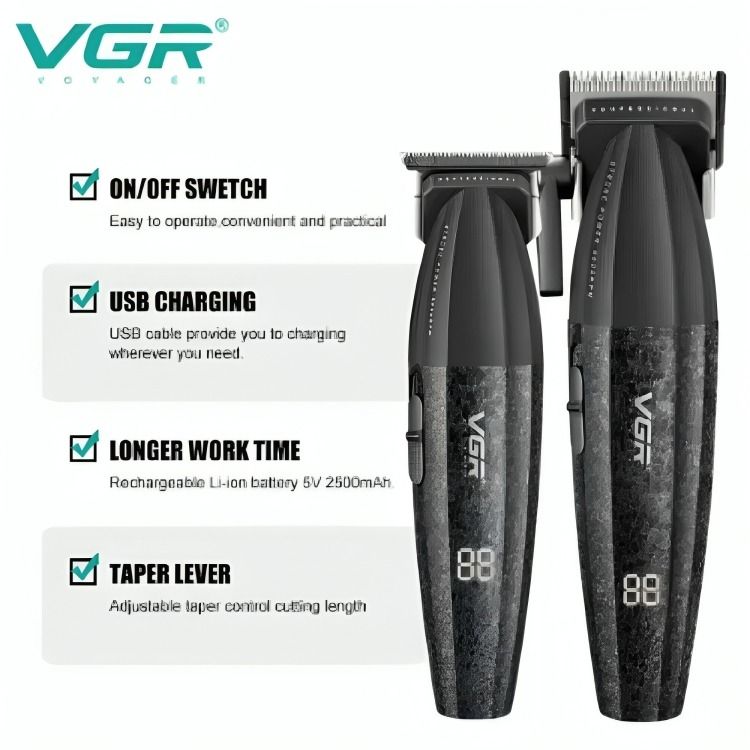 VGR Pro Hair Clipper Kit , Black - V-640 S4