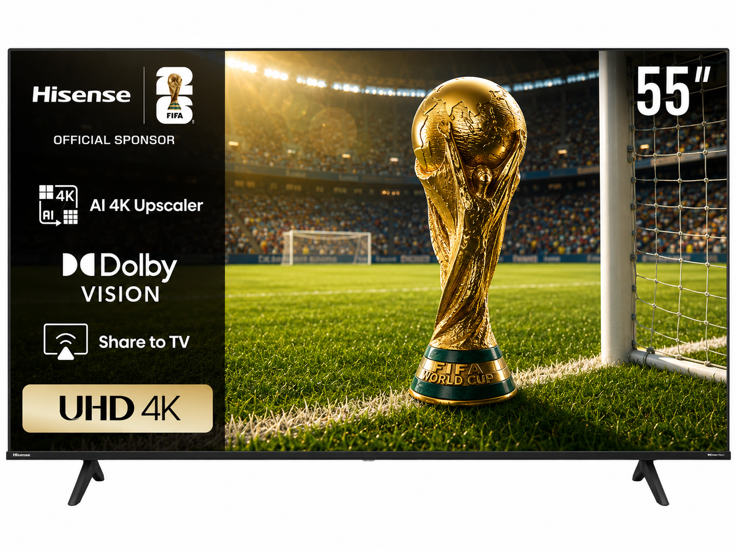 شاشة تلفزيون سمارت هايسنس ، مقاس 55 بوصة ، ليد ، دقة 4K UHD - 55A6N