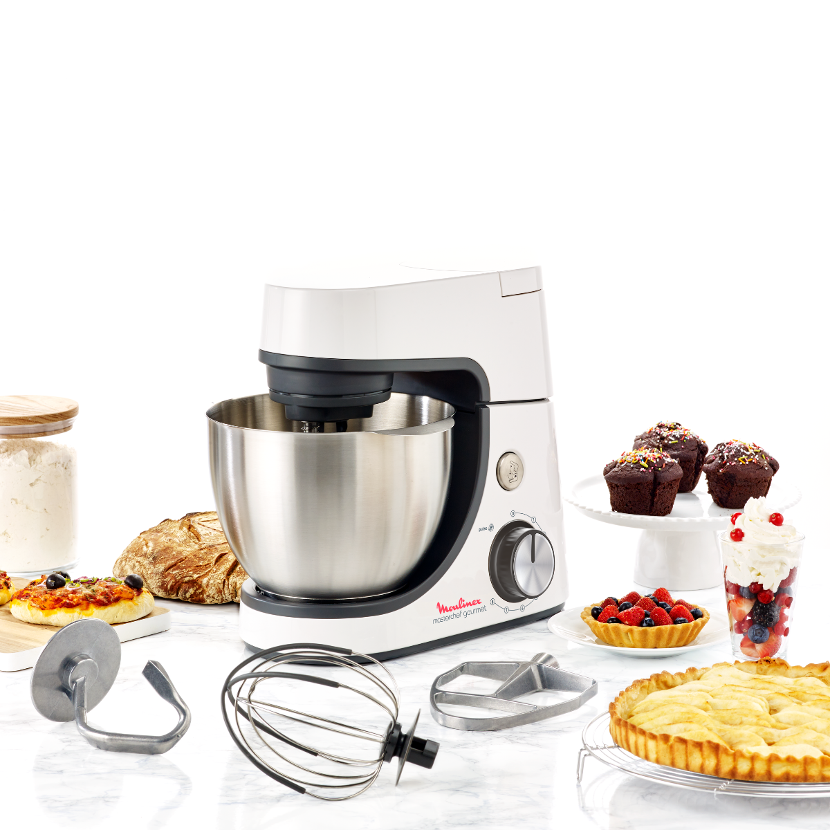 Moulinex Masterchef Gourmet Kitchen Machine ,1100 Watt ,Multi Color - QA510110