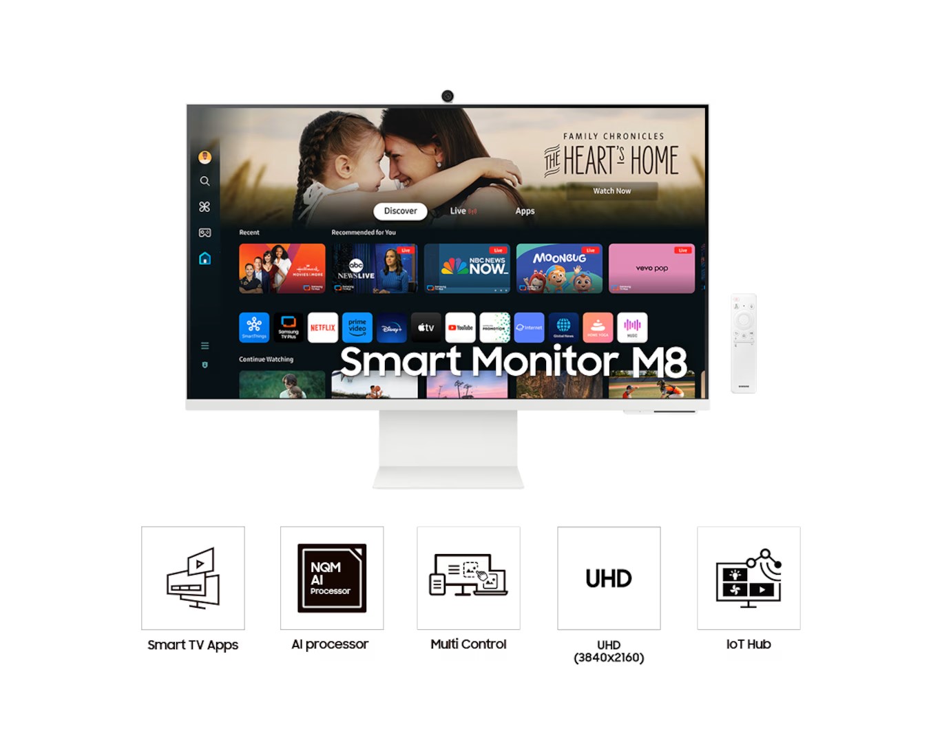 Samsung M80D 32 Inch 4K UHD Smart Monitor , 60 Hertz 4 Millisecond , White - LS32DM801UUXEN
