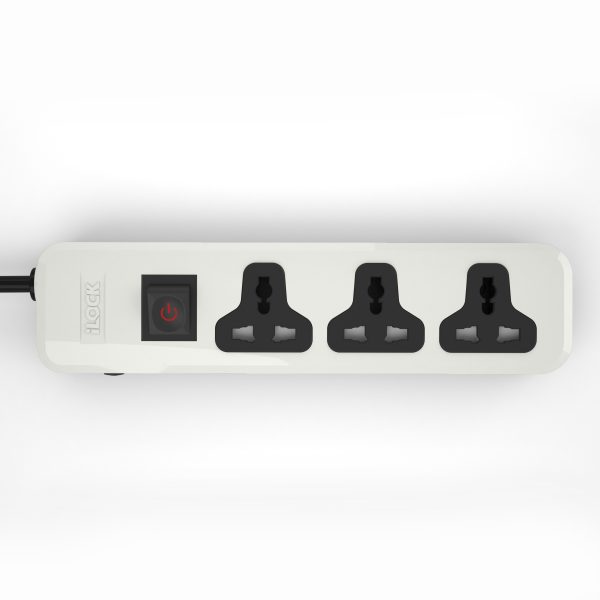 Ilock Power Strip ,3 Ports ,Universal outlets ,2860 Watt ,White Black