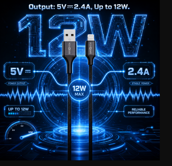 كابل شحن USB 2 to Lightning زيروتك ، طول 1 متر ، اسود - ZPCC-AL121A