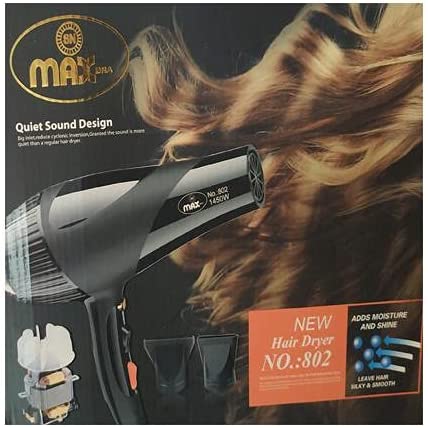 Max Hair Dryer 1450 Watt , Grey - 802