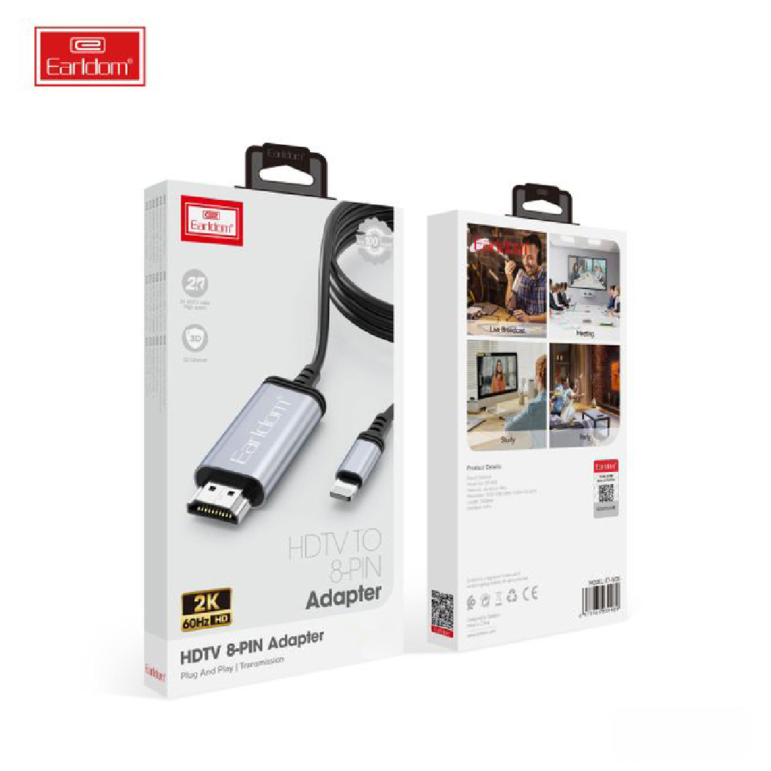 كابل HDMI إلي لايتنينج ايرلدوم ،اسود وفضي - W35