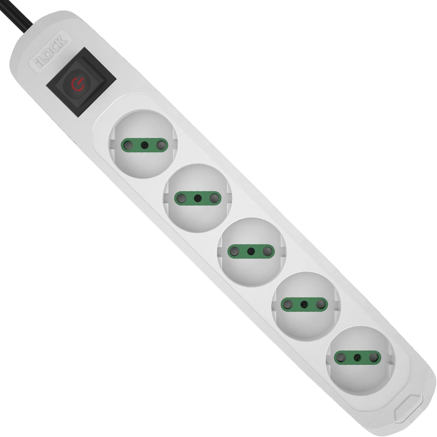 Ilock Power Strip ,5 Ports ,3680 Watt ,White Black