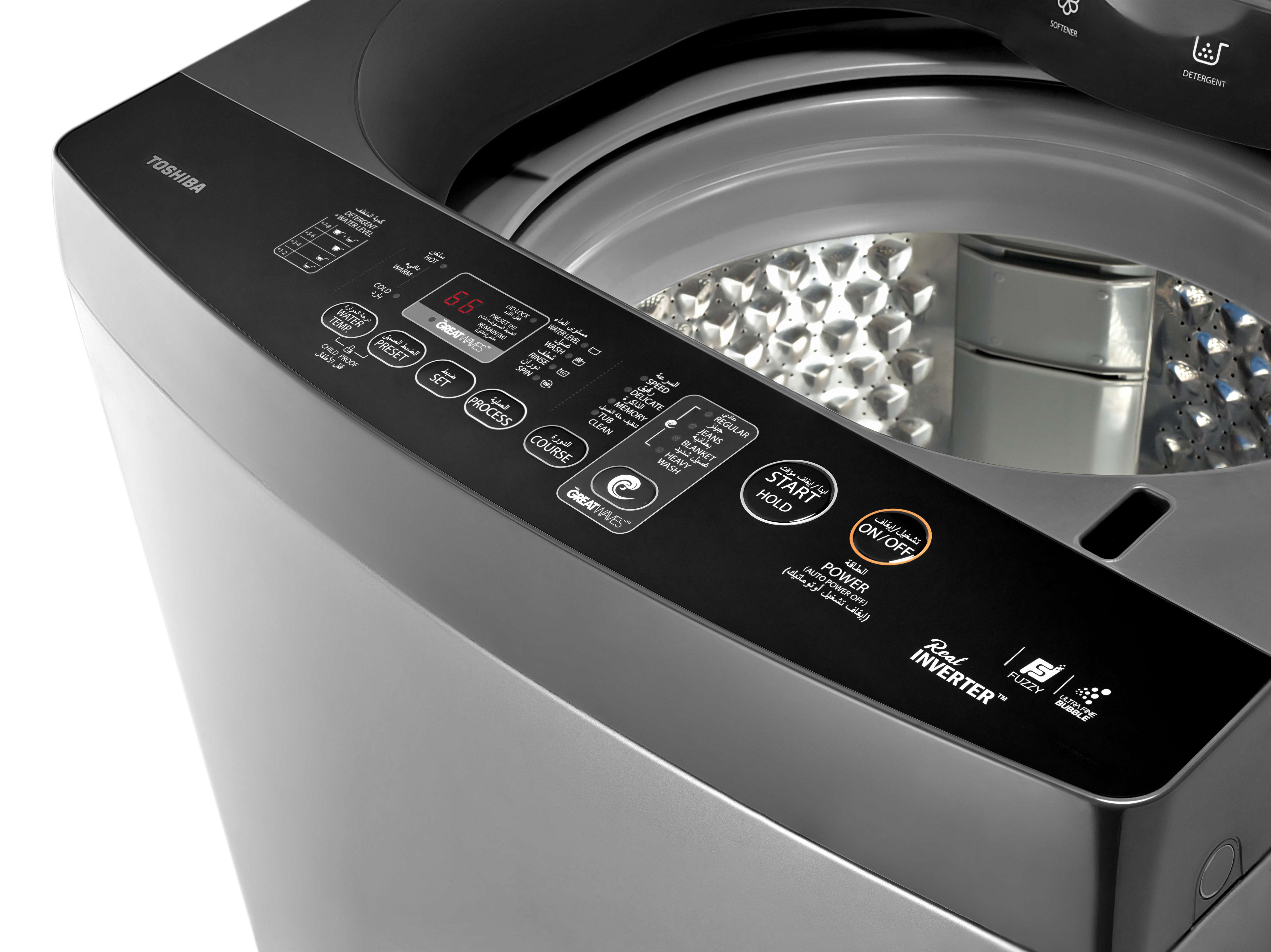 غسالة فوق اتوماتيك توشيبا ، سعة 12 كجم ، فضي - AW-DUK1200KUPEG(SK)