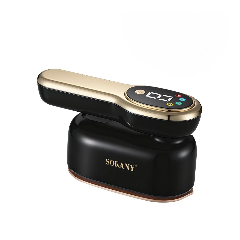 Sokany Electric Digital Handheld Steam Iron , 1400 Watt Black Gold - SK-12024