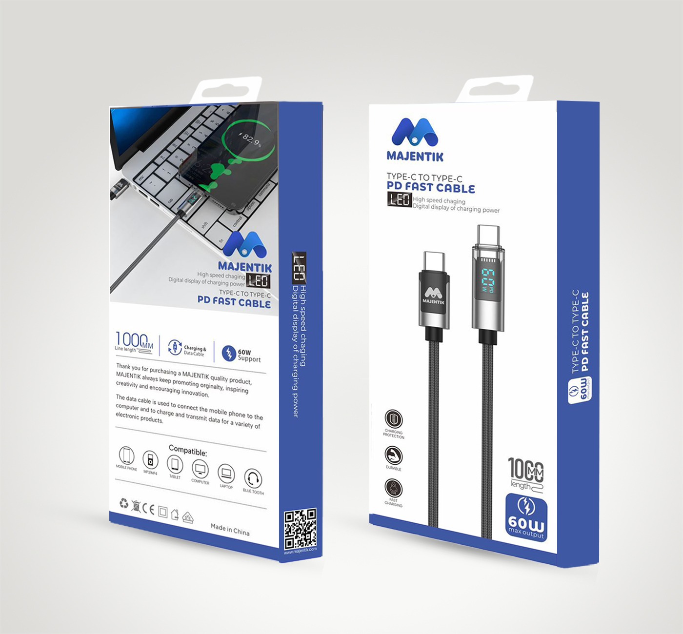 Majentik Type C Mobile Cable 1 Meter Black - CL-002