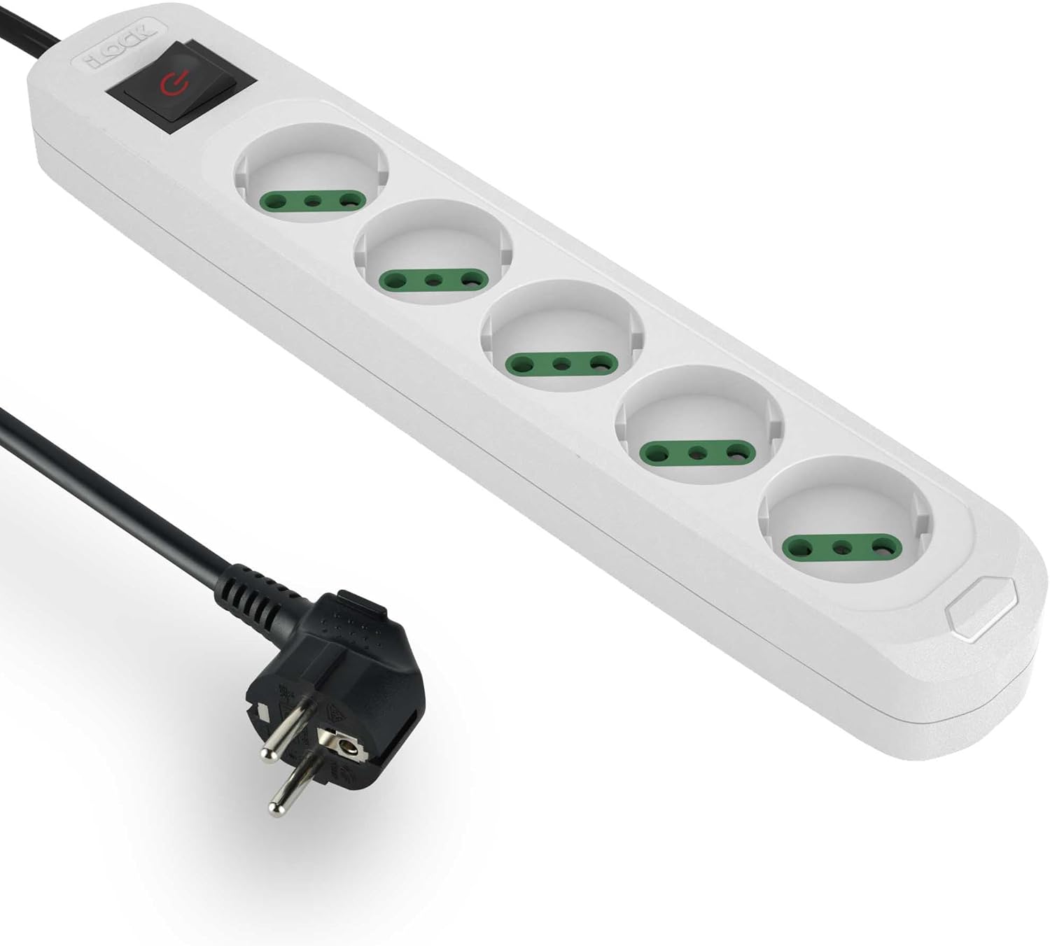 Ilock Power Strip ,5 Ports ,3680 Watt ,White Black