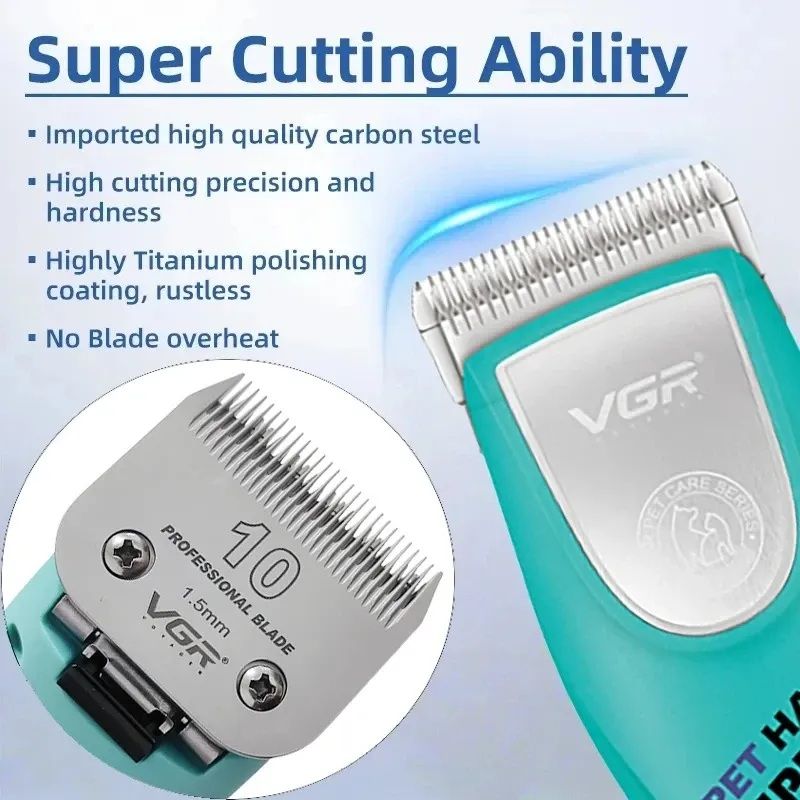 VGR Rechargeable Pet Hair Clipper , Turquoise - V-217