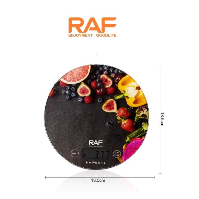 Raf Glass Digital Kitchen Scale , 5 Kilogram Black - R.10025