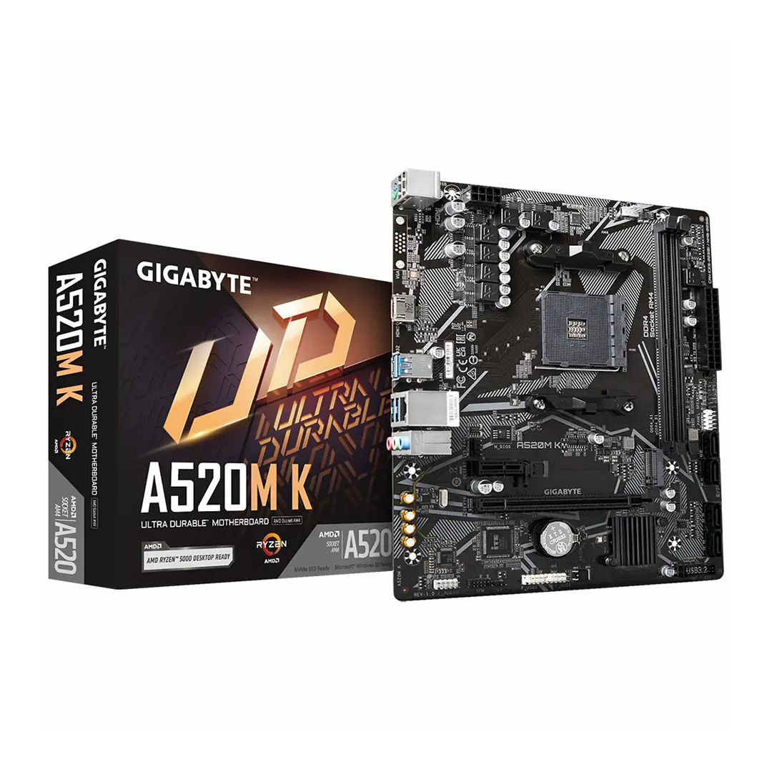 Gigabyte A520M K Motherboard , AMD mATX Black