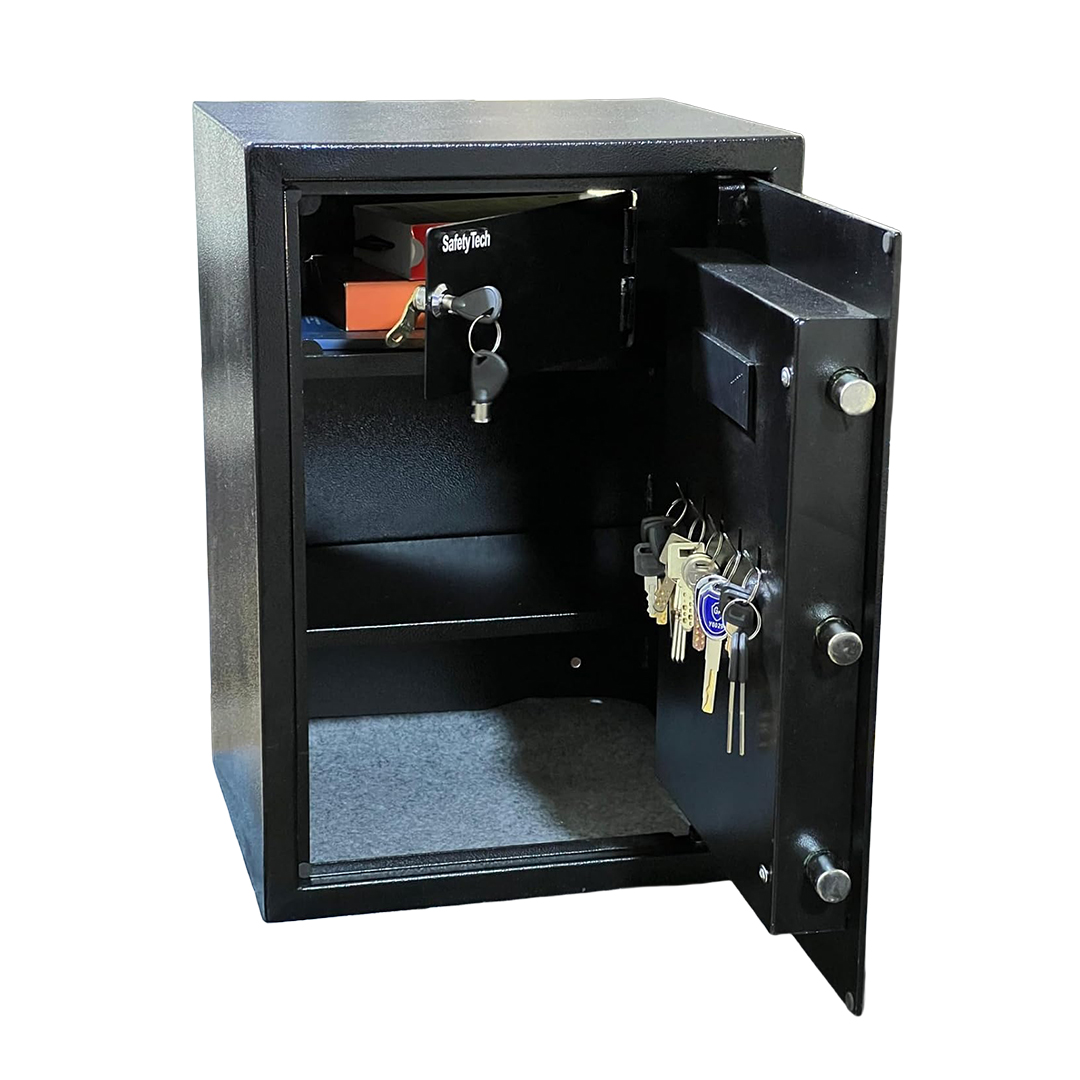 Safety Tech Digital Electronic with Key Lock Safe Box ,50 Liter ,Black Silver - GN50 EIA3