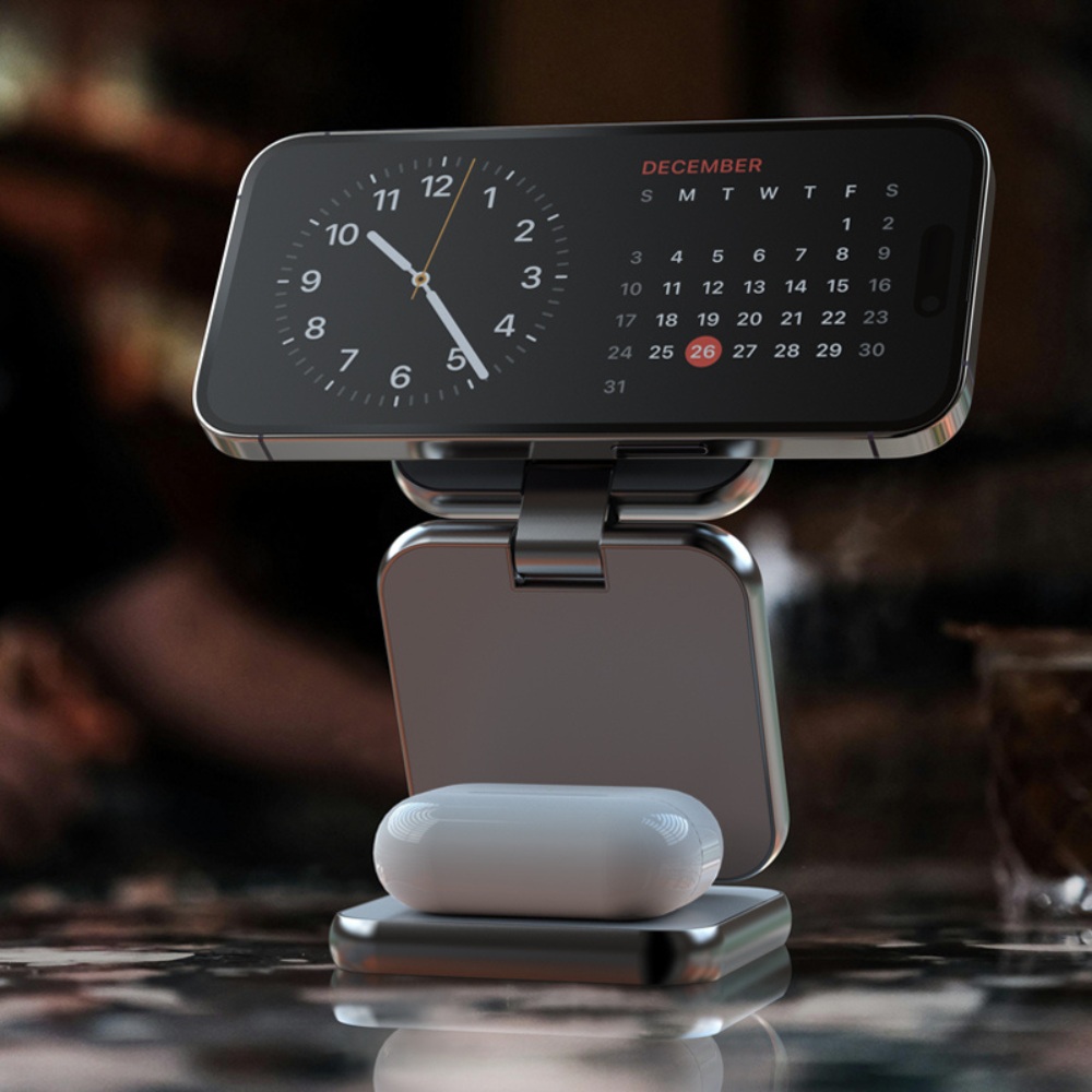 Nine S21 3-In-1 Wireless Charger , 15 Watt , Grey