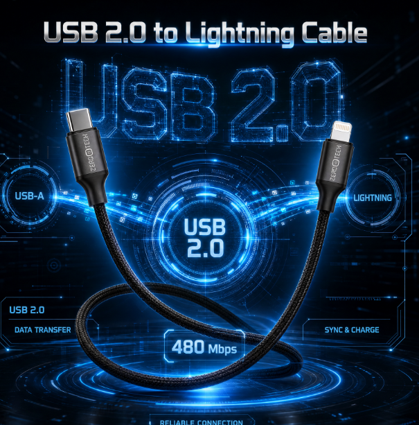 كابل شحن ومزامنة البيانات Type C و لايتنينج زيروتك ، طول 1 متر ، اسود - ZPCC-CL271A
