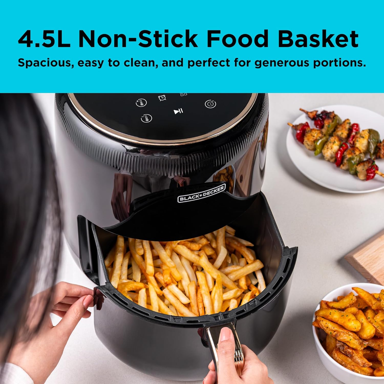 Black + Decker Aerofry Digital Air Fryer , 4.5 Liter , 1500 Watt Black - AF4510-B5