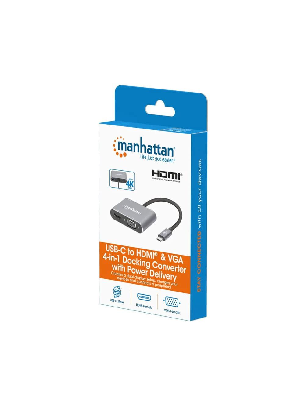 محول USB-C الى VGA و HDMI مانهاتن ،رمادي - 130691