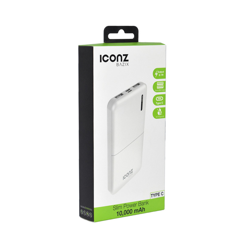 Iconz XPB11CW Power Bank , 10000 mAh 2 Ports , White