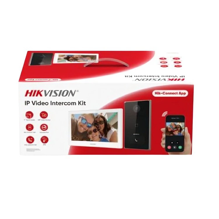 طقم انتركم فيديو اي بي هيك فيجن ،ابيض واسود - DS-KIS608-P