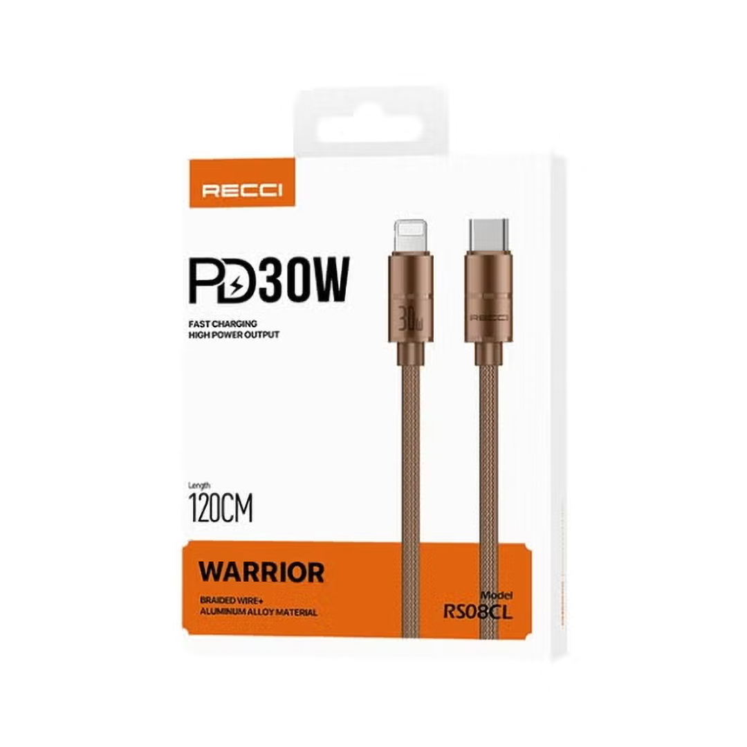 Recci Warrior Type C and Lightning Charging Cable 120 Centimeter Desert Gold - RS08CL