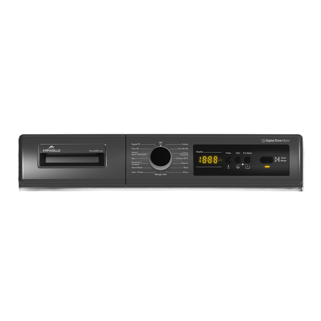 غسالة فول اتوماتيك انفرتر ارماديللو ، سعة 8 كجم ، فضي غامق - ARM-FL-8K-1200DG-003