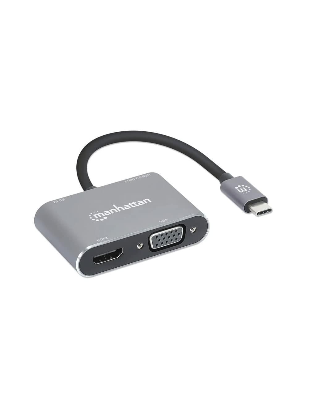 محول USB-C الى VGA و HDMI مانهاتن ،رمادي - 130691