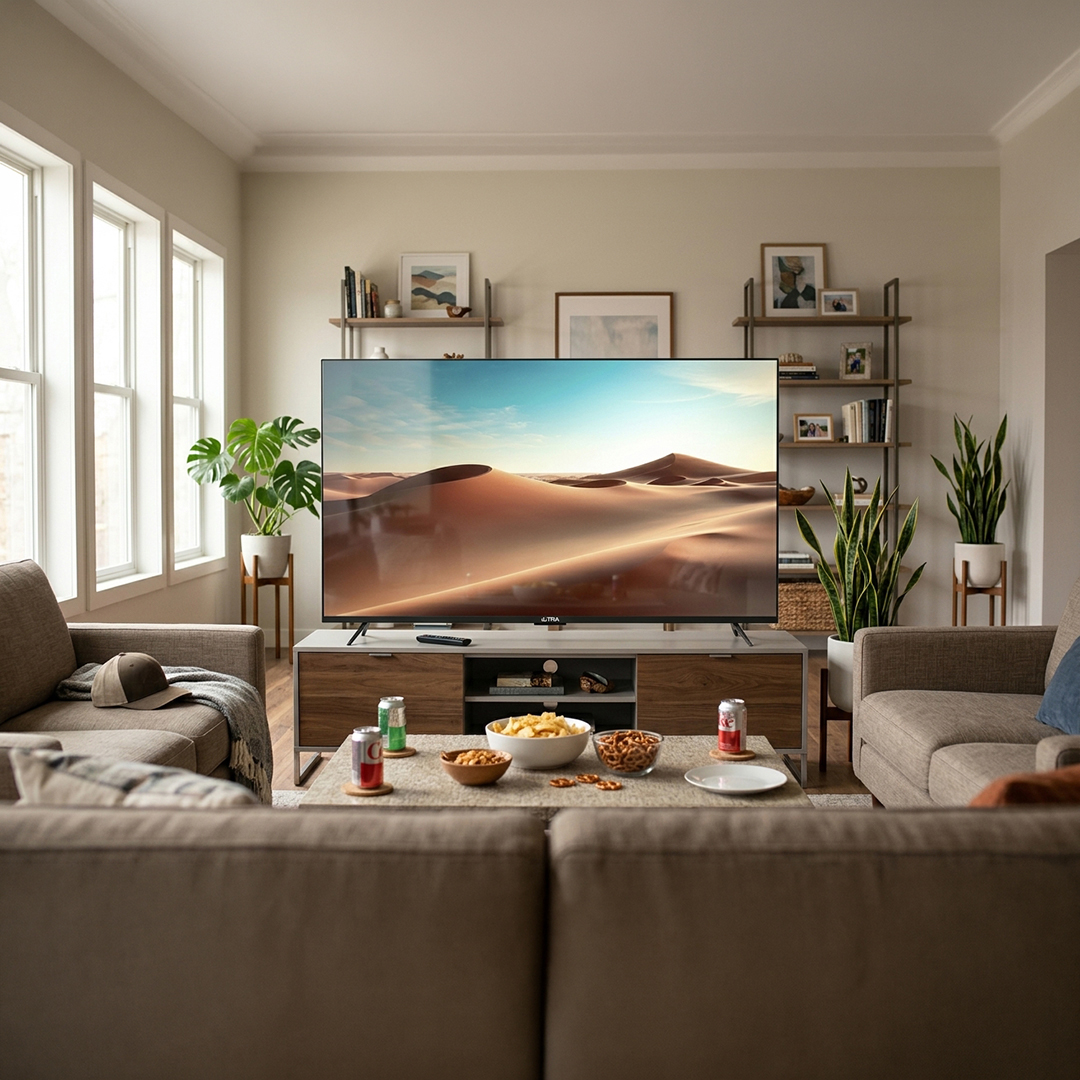 شاشة تلفزيون سمارت بدون إطار الترا ، مقاس 60 بوصة ، ليد ، دقة 4K ، بريسيفر داخلي