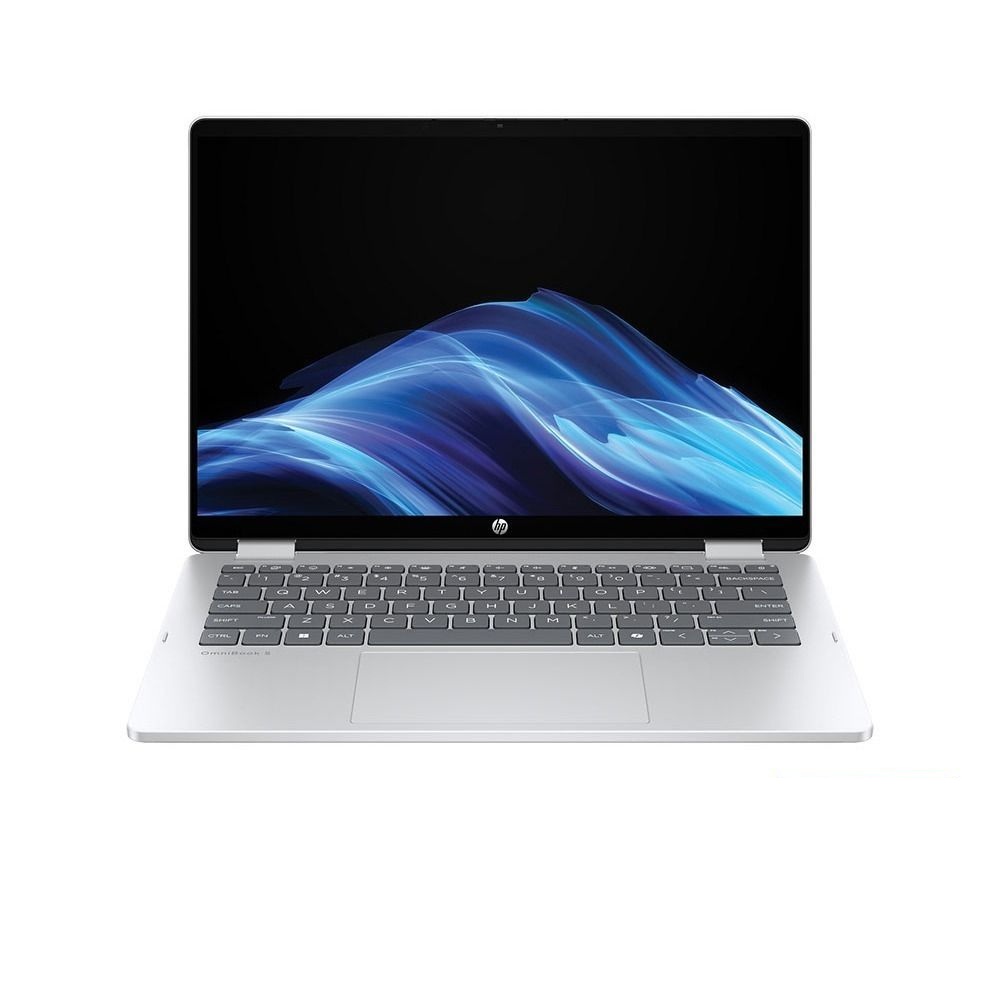 Hp OmniBook 5 Flip 14-fp0050ne 2 in 1 Laptop ,Intel Core 5 120U 14 Inch ,512 GB SSD ,8 GB ,Intel Iris XE Graphics ,Windows 11 - Glacier Silver
