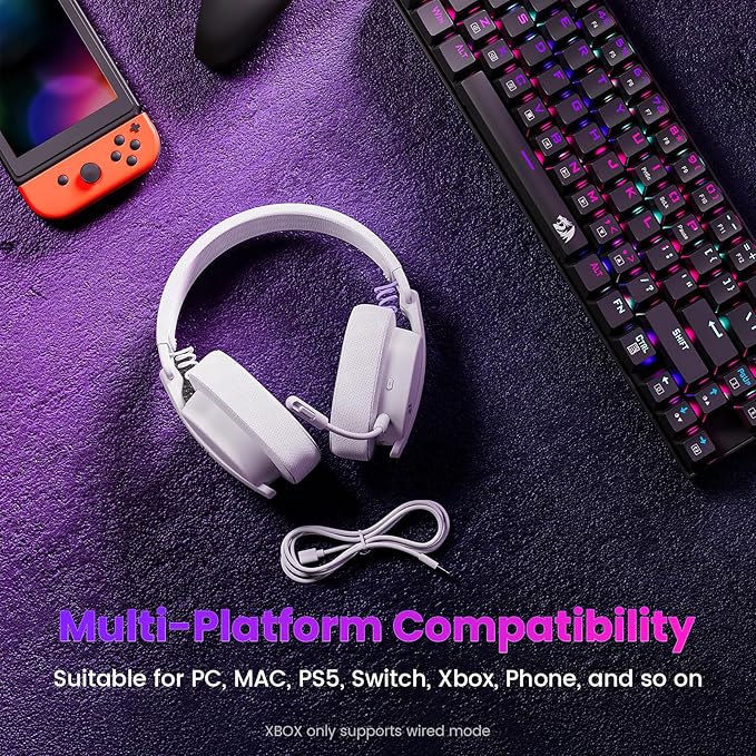Redragon H888 Wired and Wireless Gaming Headset with Microphone , White